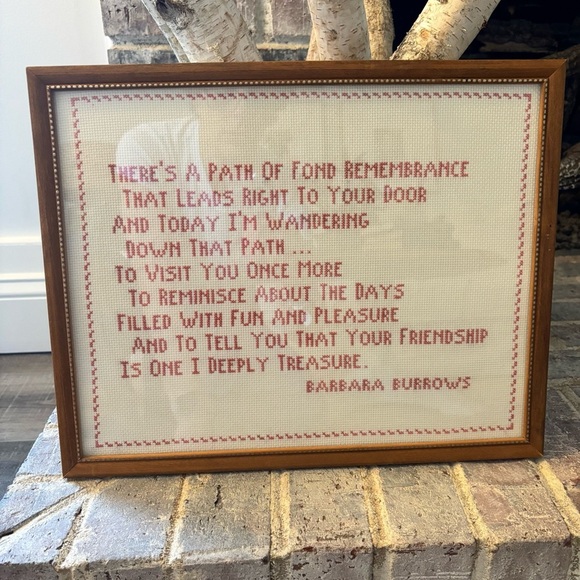 Other - Vintage Friendship Path of Remembrance Cross Stitch Needle Point Framed Art
